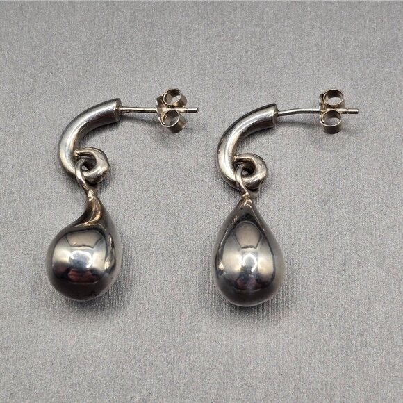 Silpada Sterling Silver 925 Teardrop Earrings Sculptural Modernist Design 6.1g - Picture 3 of 11